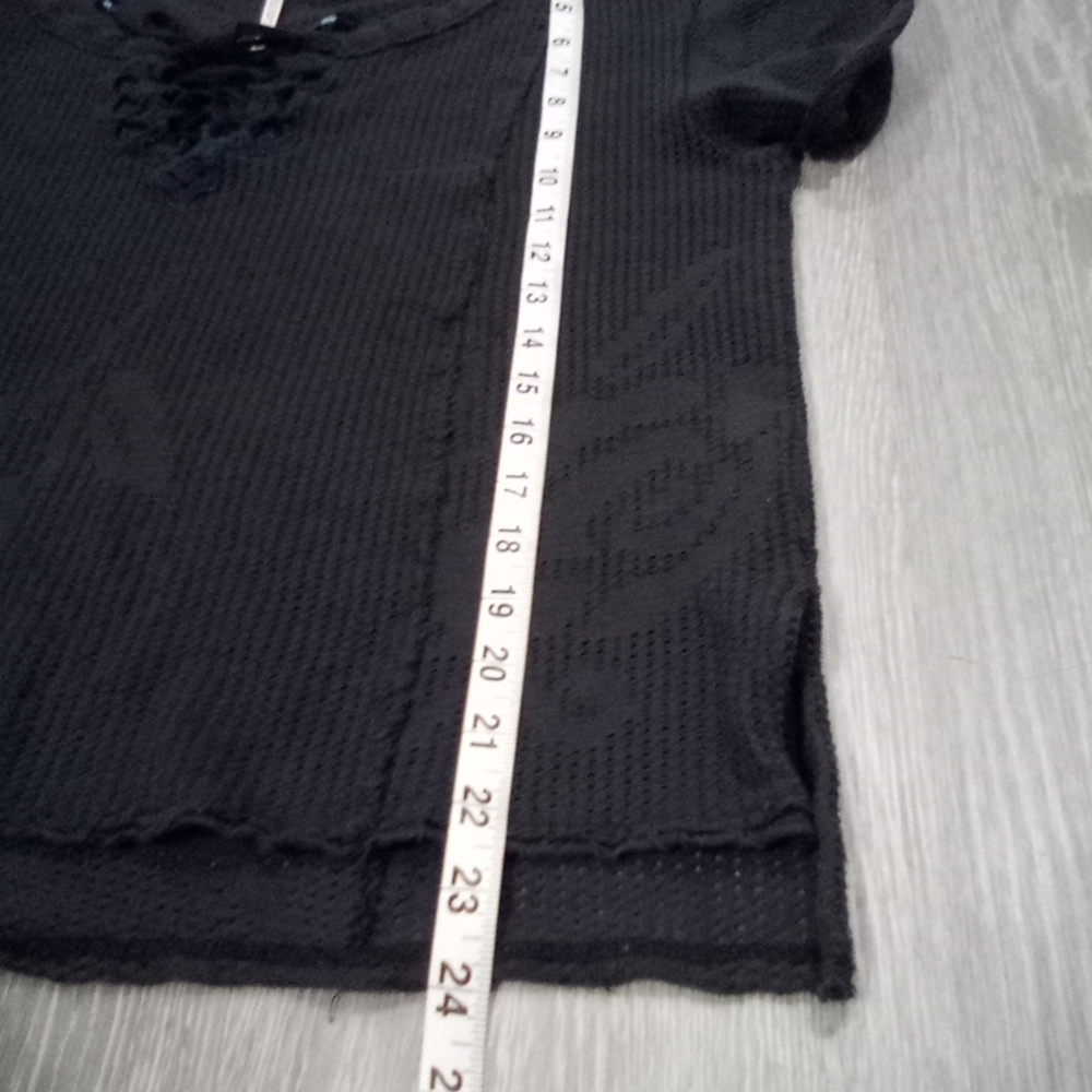 Free People Sheer Mesh Rose Raw Hem Tee Shirt Top - Picture 13 of 15